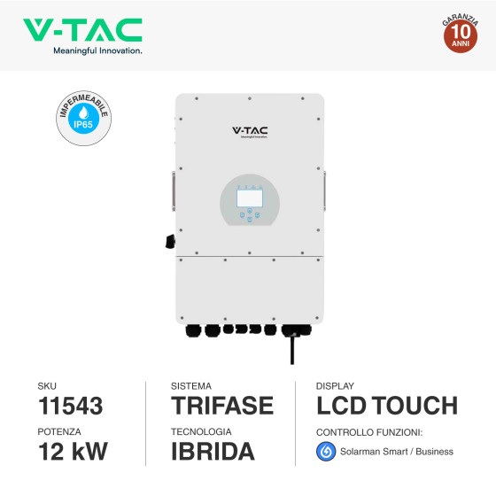Inverter trifase 12Kw ibrido CEI-021 ON/OFF Grid wifi incluso